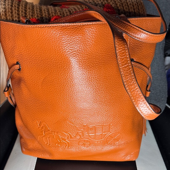 Handbags - Coach ‘Andy’ Orange Pebbled Leather Tote Bag